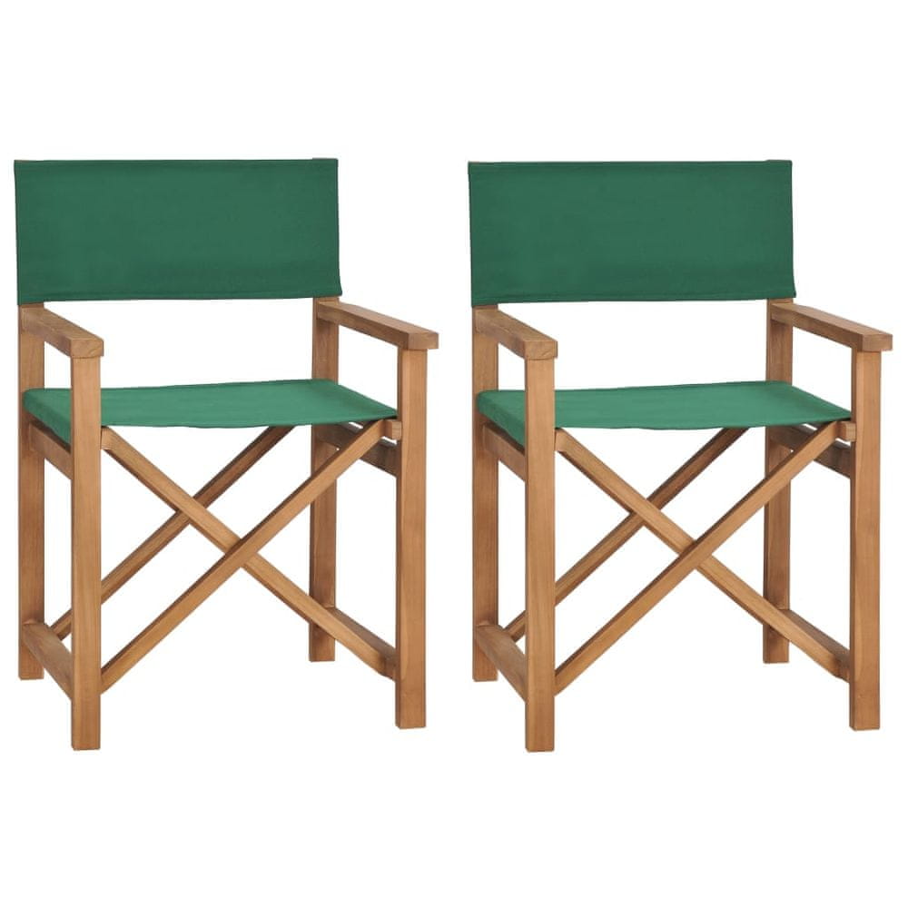 Vidaxl Režisérske stoličky 2 ks, tíkový masív, zelené